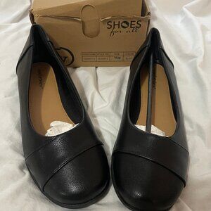 NIB Women's Sz 10.5 Wide Black Flats by Comfortview The Gab Damaged Box